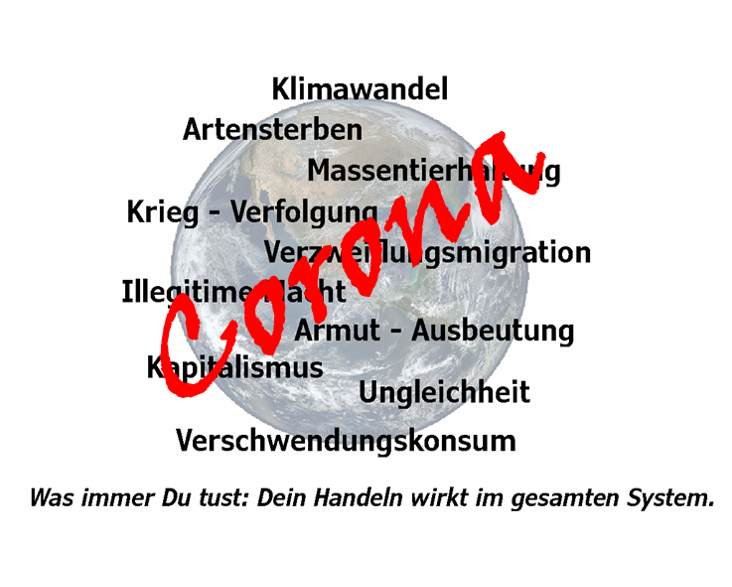 Die Hauptprobleme für den Erhalt unserer Lebensgrundlagen hängen systemisch zusammen. Was immer Du tust: Dein Handeln wirkt auf das ganze System.